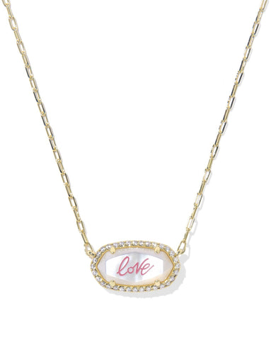Elisa Pave Frame Gold Short Pendant Necklace