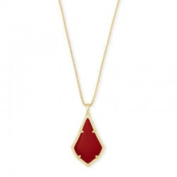 Kendra Scott Alex Maroon Jade Gold Tone Pendant Necklace