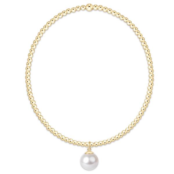 classic gold 2mm bracelet - classic pearl 8mm charm(6.25)