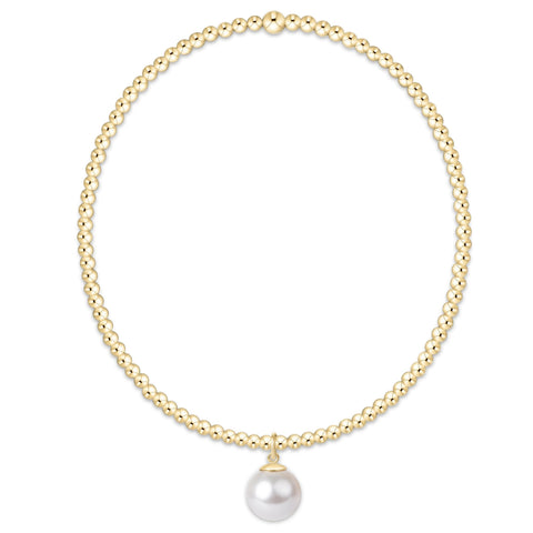 classic gold 2mm bracelet - classic pearl 8mm charm(6.25)
