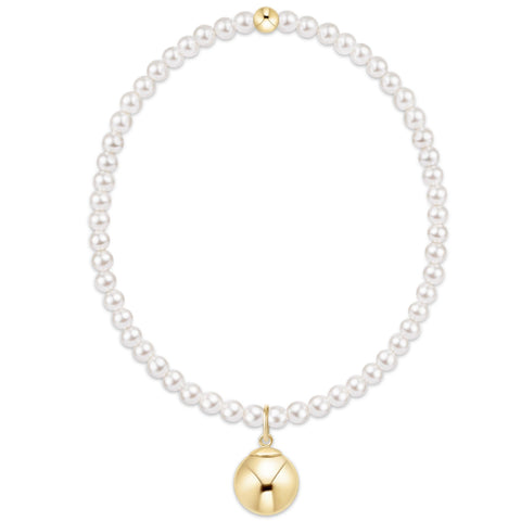 classic pearl 3mm bracelet - classic gold 10mm charm (6.25)