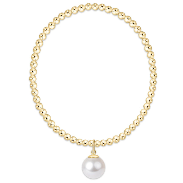 classic gold 3mm bracelet - classic pearl 10mm charm(6.25)