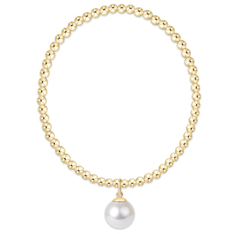 classic gold 3mm bracelet - classic pearl 10mm charm(6.25)