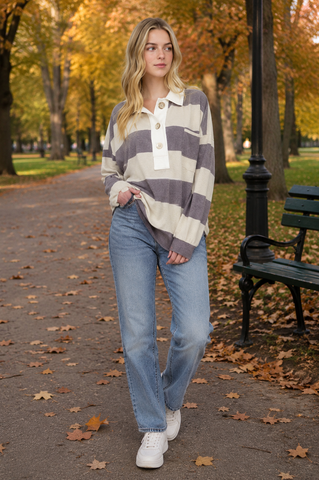 Oversized Stripe Rugby Top