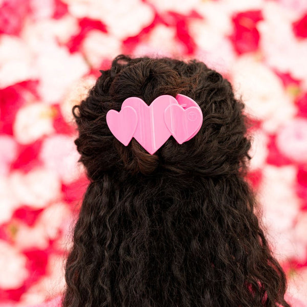 Pink Heart to Heart Medium Flat Hair Clip