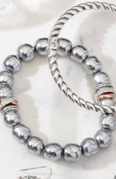 Brighton Neptune's Rings Gray Pearl Stretch Bracelet Gray