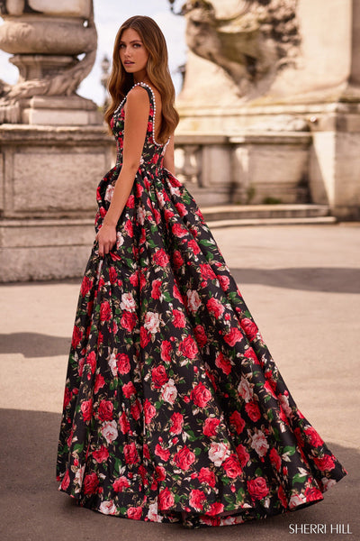 Sherri Hill 57725 Pink Floral Print size 10