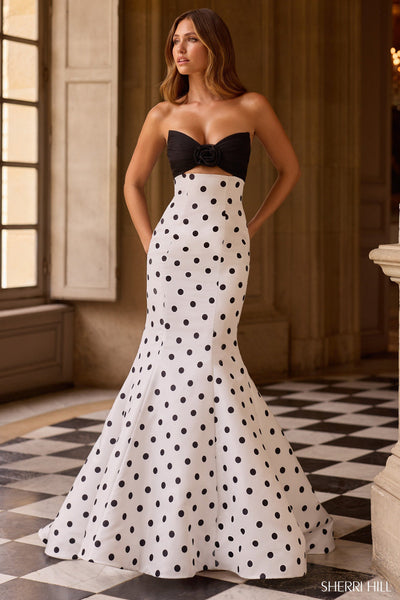 Sherri Hill 57800Black/White Polka Dot 2