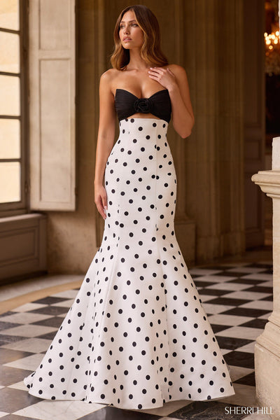 Sherri Hill 57800Black/White Polka Dot 2