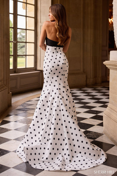 Sherri Hill 57800Black/White Polka Dot 2