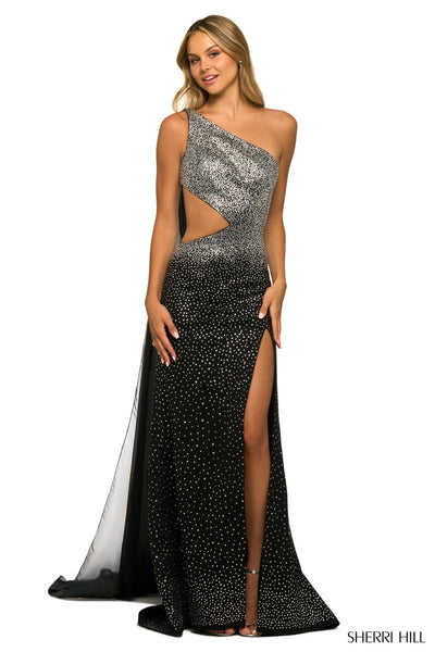Sherri Hill 55318 black/silver & red