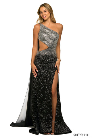 Sherri Hill 55318 black/silver & red
