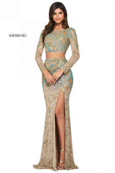 Sherri Hill 53916 gold/lite blue 0