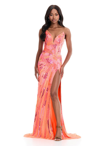 Ashley Lauren 11822 coral/multi 6 with detachable skirt