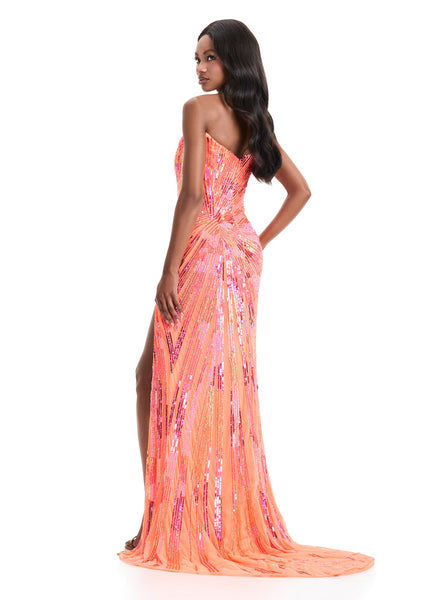 Ashley Lauren 11822 coral/multi 6 with detachable skirt