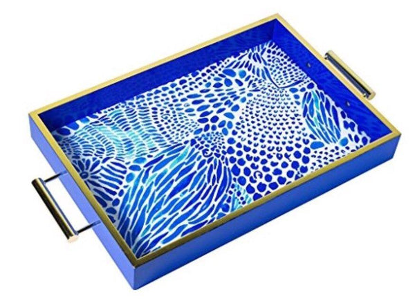 Lilly Pulitzer hostess tray in the blue "Blue Tang Gang"