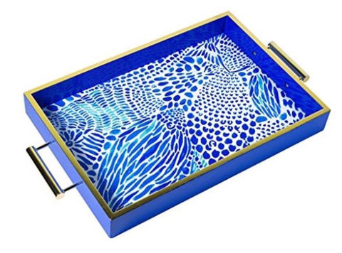 Lilly Pulitzer hostess tray in the blue "Blue Tang Gang"