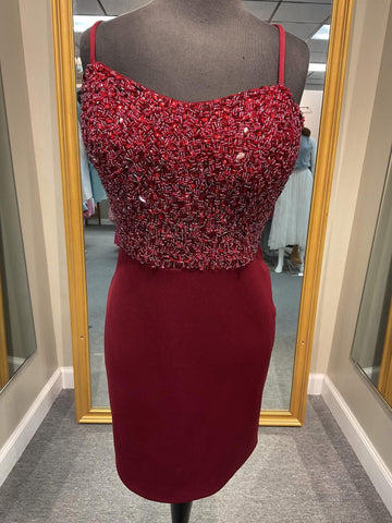 SALE!!! Short Burgundy Dress Lace-Up