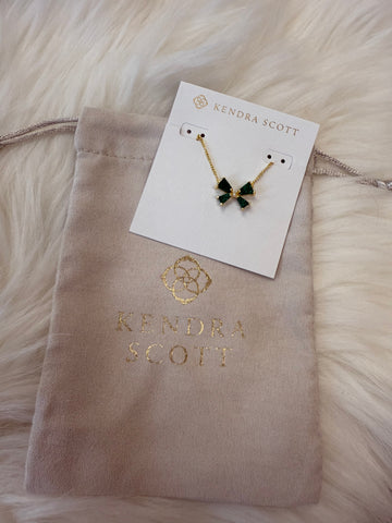Kendra Scott Green Blair Bow Pendant Necklace