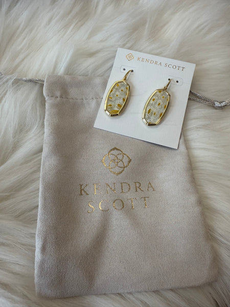 Kendra Scott Framed Elle Drop Earrings White Mosaic Glass