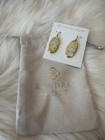 Kendra Scott Framed Elle Drop Earrings White Mosaic Glass