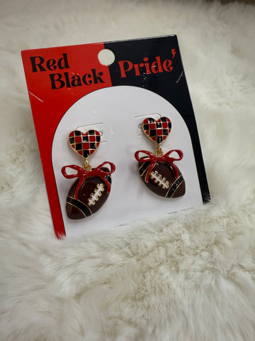 Red/Black Football Earrings