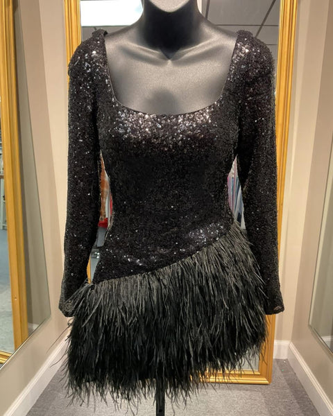 Black Long Sleeve Short Dress