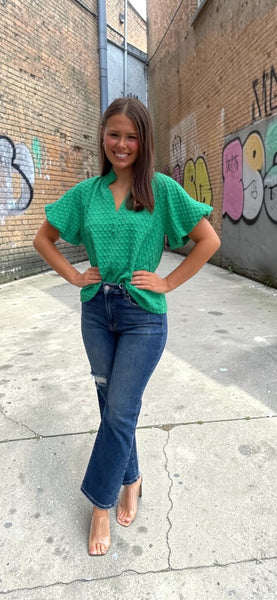 The Emerald Avenue Notched Blouse
