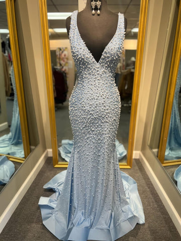 Light Blue/Pearl Prom Dress