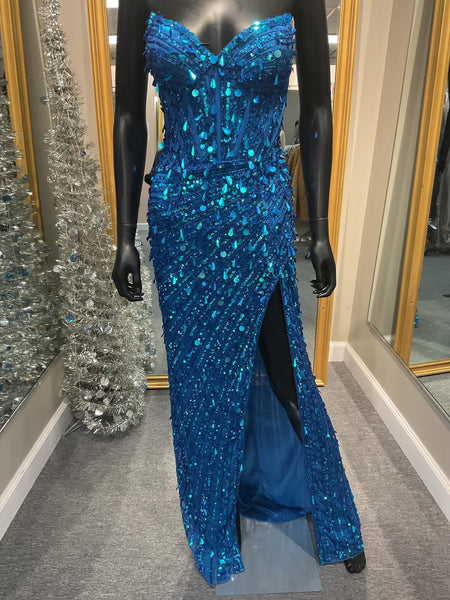 Peacock Strapless Prom Dress
