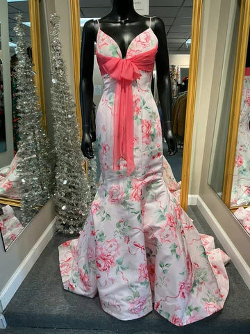 Pink Floral Prom Dress