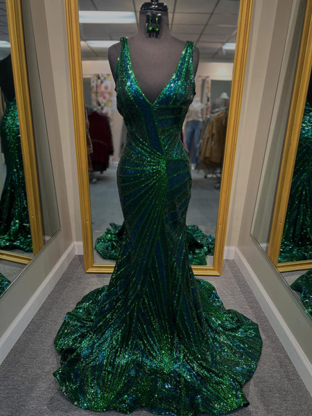 Emerald/Blue Prom Dress