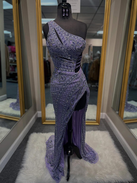 Lilac Beaded Prom Dress