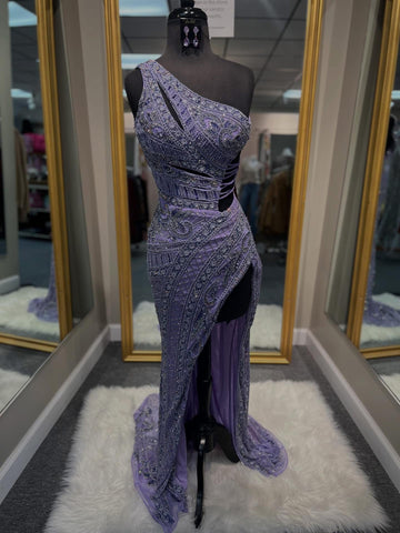 Lilac Beaded Prom Dress