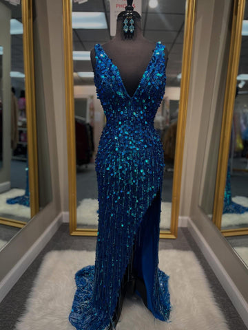 Peacock Beaded Prom Dress
