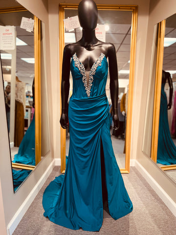 Peacock Strapless Prom Dress