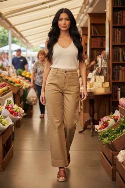 the Entro High Waisted Wide Leg Ankle Length Pants