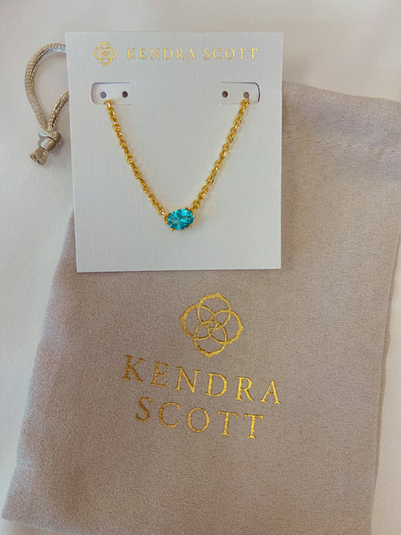 Cailin Gold Pendant Necklace in Aqua Crystal