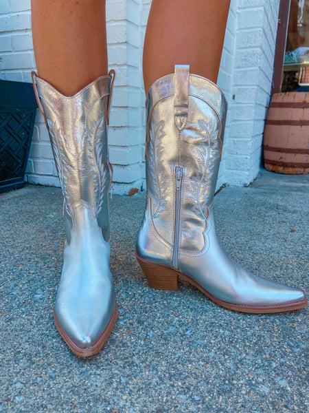 Silver Cowboy Boots