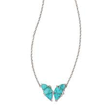 KENDRA SCOTT | BLAIR BUTTERFLY PENDANT SILVER NECKLACE IN VARIEGATED TURQUOISE