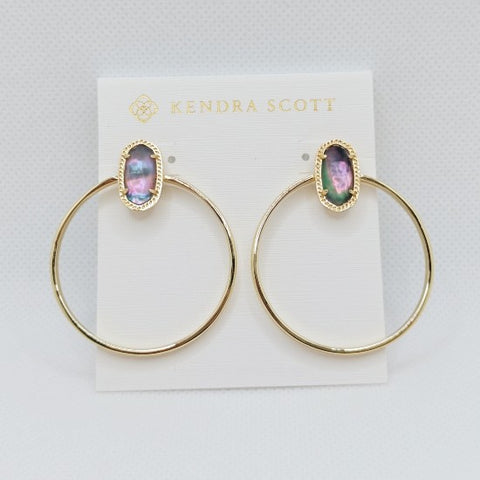Kendra Scott Mayra Abalone Gold Plated Hoop Earring