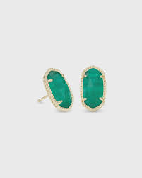 Kendra Scott Ellie Gold Stud Earrings green stone
