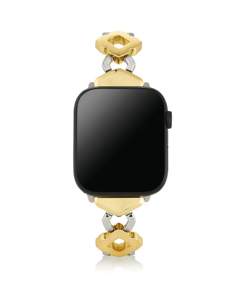 Medallion Watch Band in Two Tone Stainless Steel M/L
