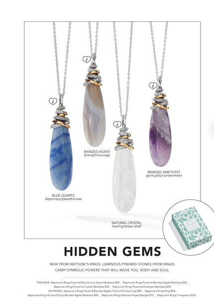 Brighton Neptune's Rings Pyramid Banded Agate Necklace Grey