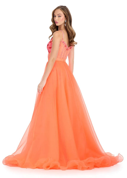 Ashley Lauren 11822 coral/multi 6 with detachable skirt