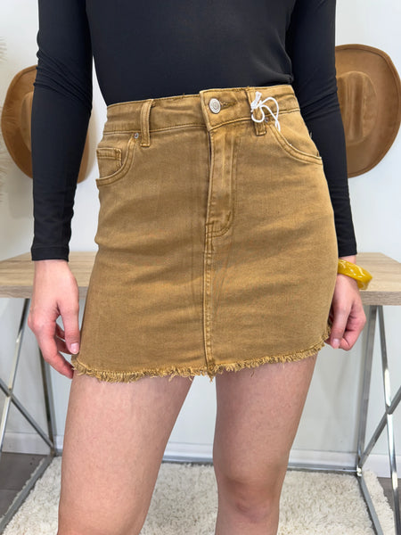 The Sedona Frayed Denim Skirt by Zenana