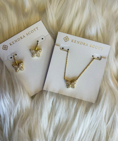Kendra Scott Crystal Butterfly necklace and earrings