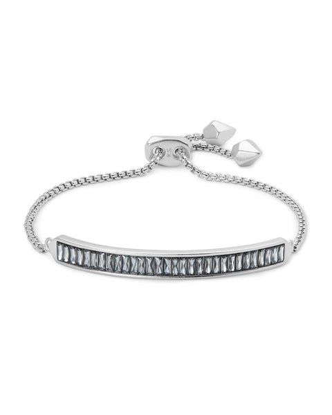 Kendra Scott Jack Adjustable Silver Chain Bracelet In Charcoal Gray Crystal