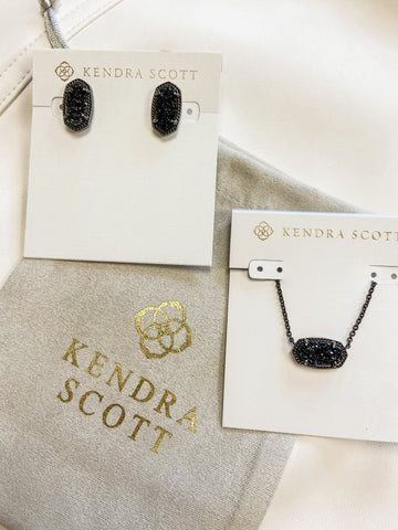 Kendra Scott Elisa earrings in Black Drusy